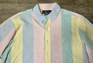 Vintage Ralph Lauren Pastellfarben Block Button Down Seersucker Streifen Herren XL Hemd - Bild 1 von 8