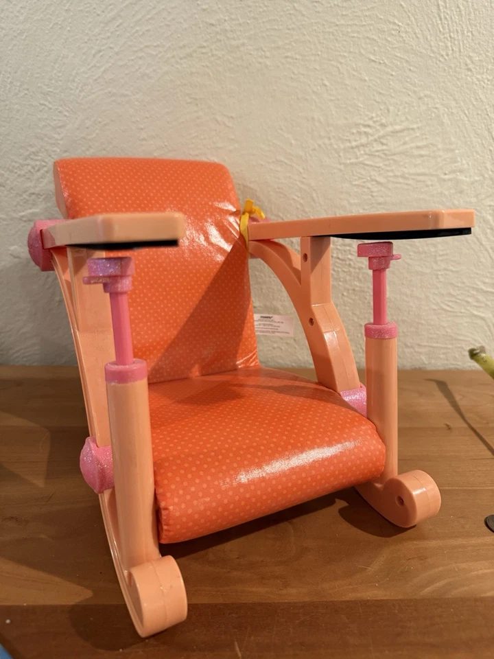Battat American Girl Coral Pink Doll Chair Our Generation Table Clamp On - Image 1 of 4