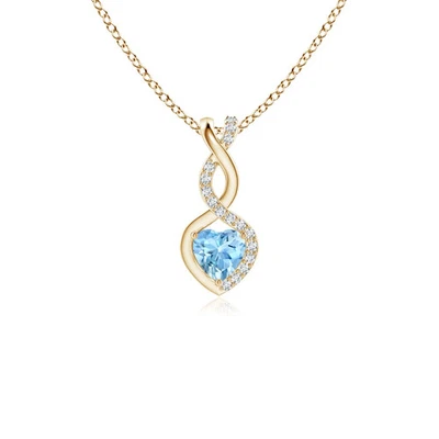 Collar Colgante Infinito Diamante Cultivado en Laboratorio Aguamarina en Forma de Corazón Oro 14k FN Foto 1 de 4