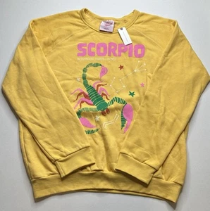 New Midnight Rider XL Anthropologie Carolita Zodiac Sweatshirt Scorpio Yellow - Picture 1 of 7