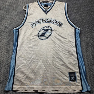 Jersey de malla vintage Reebok I3 Allen Iverson edición limitada blanco azul XXL para hombre Foto 1 de 4