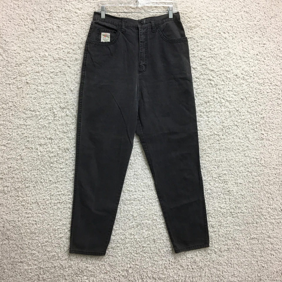 VINTAGE Cherokee Jeans 14 Womens Black High Rise Mom Tapered Dark Wash Denim USA - Image 1 of 4