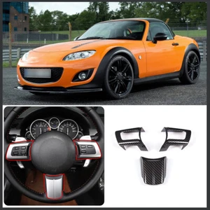 For Mazda MX-5 2009-14 Steering Wheel Button Decorative Frame Carbon Fiber Style - Picture 1 of 8