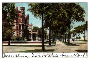 Postcard IL Illinois Chicago Lake Shore Drive Mansion Trees Sidewalk Posted 1907 - Picture 1 of 2