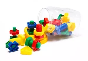 Plastic Toy Nuts & Bolts Jar Learning Can Be Fun - Picture 1 of 1