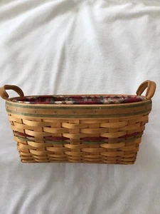 Longaberger Oval Basket With Leather Handles And Fabric Liner - Picture 1 of 7
