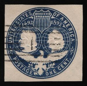 #U348 1c Columbian Exposition, Cut Square, Used [3] **ANY 5=FREE SHIPPING**