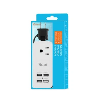 Reiko USB AC Wall Charger / 4 USB-Ports 4A 5V / Pouch Green,Pink,White,Black  - Image 1 of 4