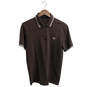 FRED PERRY POLO SHIRT - Golf Tennis Logo Embroidered Brown Size 40 101cm England - Picture 1 of 16