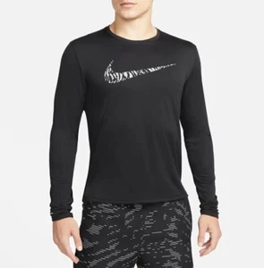 Camicia Nike Dri-Fit uomo UV Running Division a maniche lunghe nera DM4707-010 - Foto 1 di 7