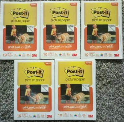 3M POST-IT Picture Paper 4"x6" 50 Sheets Matte Non-Glare Print Peel Stick USA ** - Image 1 of 4