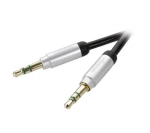 Cable audio 1x Mini JACK 3,5mm Male/Male 0,8m. Gold-plated Black/Silver VIVANCO - Zdjęcie 1 z 5