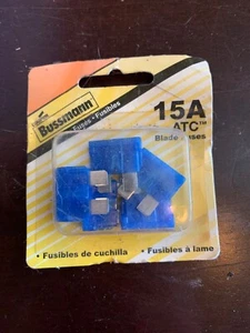 BLADE FUSES 5pk 15A for auto/marine/electronics Cooper Bussmann BP/ATC-15-RP - Picture 1 of 2