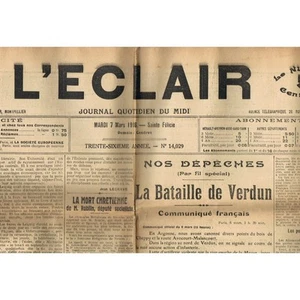 L'ÉCLAIR 7-3-1916 SUMÈNE VACQUÉRAS FONS sur LUSSAN AIGUES-MORTES VAUVERT ALAIS.. - Picture 1 of 11