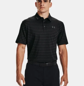 Mens UA Under Armour Muscle Golf Polo Shirt Top Playoff Stripe Athletic Tee New - Picture 1 of 4