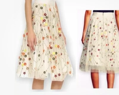 Alice + Olivia  Catrina Midi Tulle Skirt with floral embroidery, Size 2 - Image 1 of 4