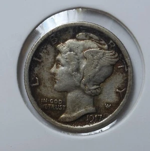 1917 . Mercury Dime .  XF . Extra Fine . EF . Silver . - Picture 1 of 2