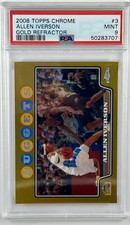 2008 Topps Chrome #3 Allen Iverson Gold Refractor #38/50 PSA 9 Mint Nuggets