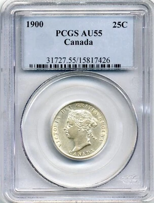 1900 Canada 25 Cent - Choice About Uncirculated, PCGS AU 55 - Image 1 of 2