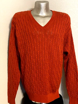 Suéter masculino de malha Bobby Jones Collection laranja gola V tamanho G - Imagem 1 de 4