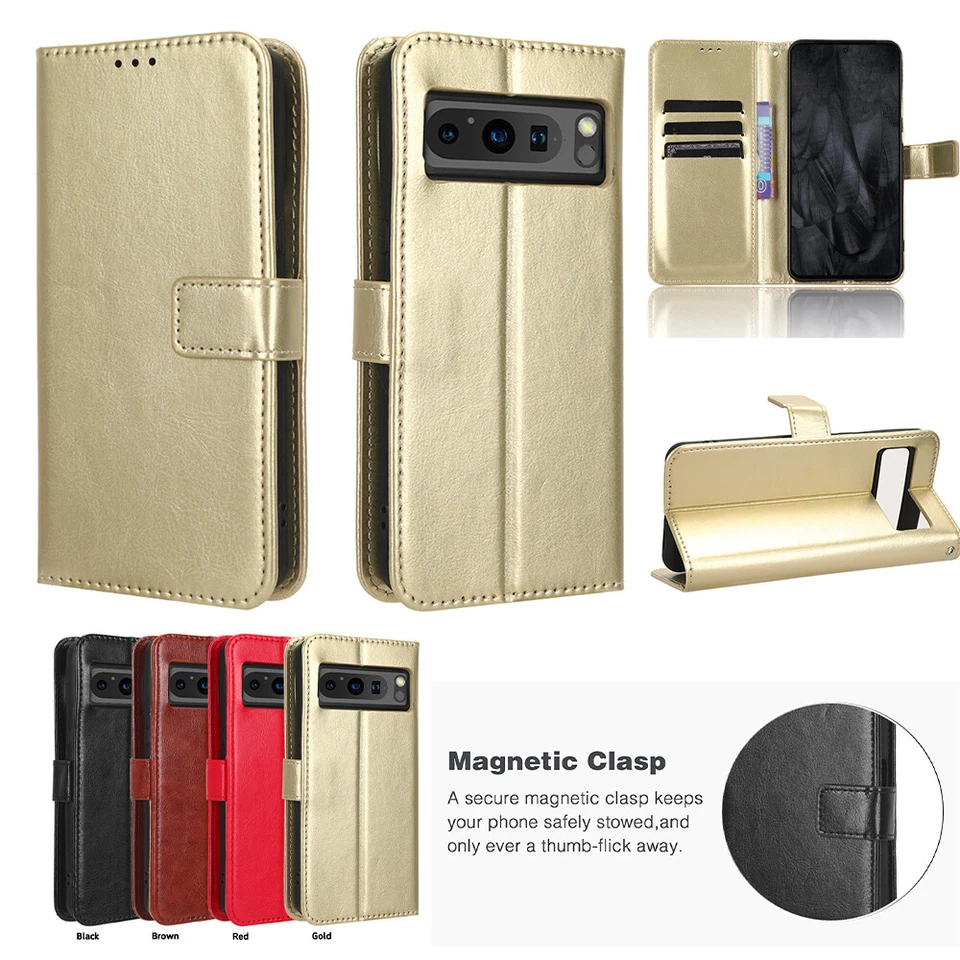 For Google Pixel 10 Pro XL 9A 8 7 6 5 4 3 Magnetic Leather Flip Card Wallet Case - Image 1 of 4