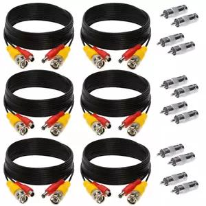 6 x 10FT Video Power Cable BNC DC Security Camera RCA DVR Cord for CCTV - Picture 1 of 11