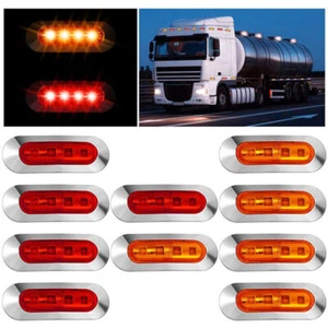 2-20x Red Yellow 4 LED Side Clearance Marker Light For Car Truck Trailer Pickup - Picture 1 of 14