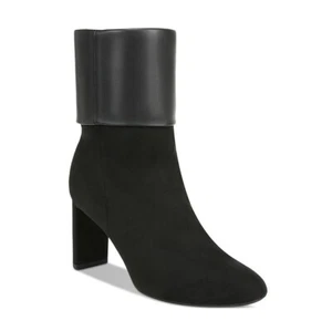 Alfani Womens 5 M Black Faux Suede Mixed Media Cuffed High Heel Booties NIB IO7 - Picture 1 of 5