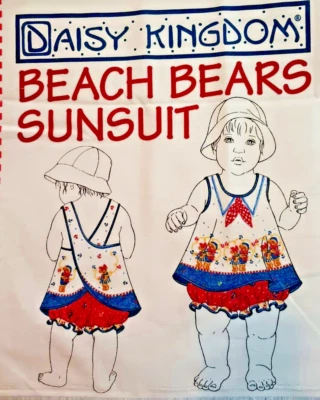 Beach Bear Sunsuit Toddler S-XL Daisy Kingdom Fabric Sewing panel - Image 1 of 4