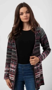 Kooi Knit Jacket Cardigan Multicolored Black Purple Cashmere Merino Cilantro - Picture 1 of 2