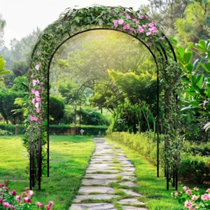 XXL-Large Tall Garden Arch Trellis Metal Tubular Frame Climbing Plant Archway - Picture 1 of 15