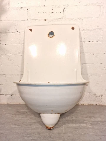 Vintage French Enamel Garden Drinking Water Fountain Wall Sink Planter Cover