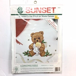 Dimensions Sunset Contado Cruz Stich A Navidad Abrazo Oso Ángel De Colección 1994 - Imagen 1 de 5