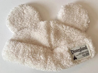 Disneyland White Sherpa Fleece Beanie Hat Mickey Mouse Ears Adjustable - Image 1 of 4