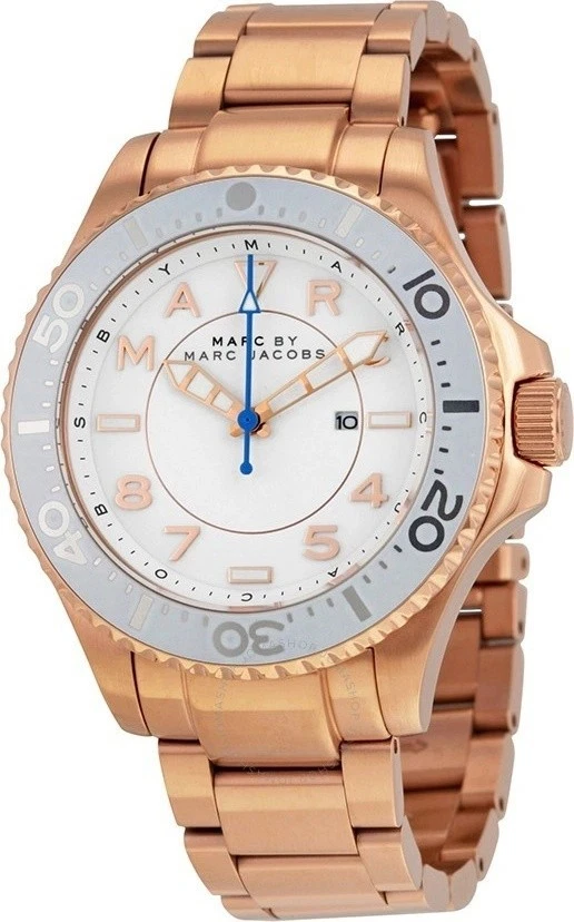 NUEVO CON ETIQUETAS $275 Reloj deportivo Marc Jacobs Dizz para mujer esfera blanca oro rosa MBM3409 38 mm Foto 1 de 4