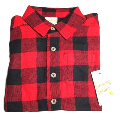 Camisa con botones de franela Jumping Beans para niños talla 4 patrón a cuadros rojo búfalo Foto 1 de 4