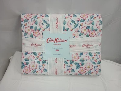 Cath Kidston QUEEN Quilt Coverlet Pretty Cherry pink Blossom Floral NEW - Image 1 of 4