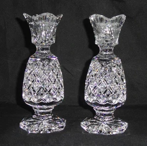 2 Waterford Kristall Kerzenständer ~ Paar Ananas Gastfreundschaft ~ 6" ~ schön - Bild 1 von 7