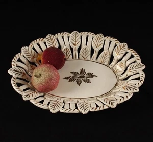 C.1850 - 1890 Fruttiera Ceramica Oro Dipinta a Mano Composta Spagnola El Miguelete - Foto 1 di 19