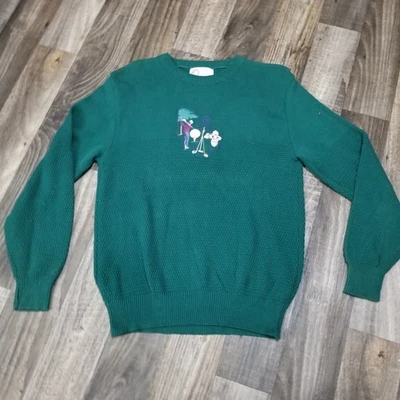 Men’s Medium Vintage 80’s-90’s Isle Of Cotton Golf Embroidered USA Sweater Green - Image 1 of 4