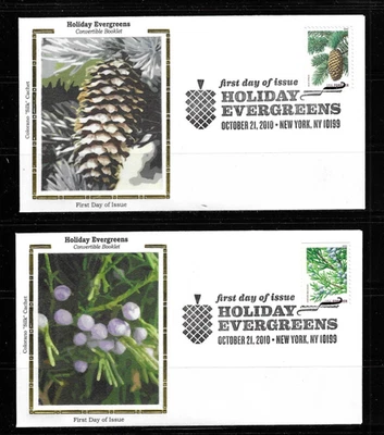 US SC # 4478-4481 Holiday Evergreens FDC . Colorano Silk Cachet - Image 1 of 2