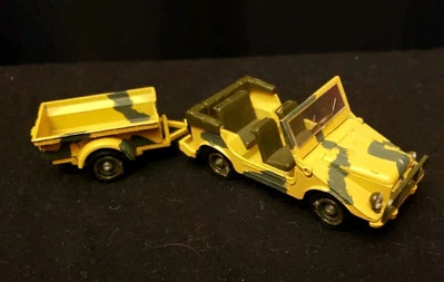 Vintage Solido Jeep Mercedes Auto Union 1:43 #212 w/Trailer #213 Made In France - Image 1 of 4