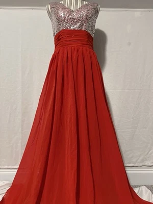 Блестящий блестками лиф официальное платье Flowy юбка корсет назад выпускное платье размер S/M - Изображение 1 из 4