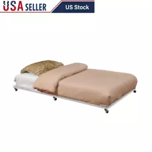 Twin Metal Trundle Bed Frame Rolling Casters Easy Assembly 500 Lbs Capacity New - Picture 1 of 5