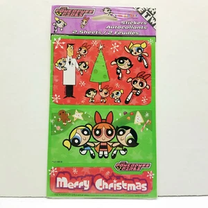 Vintage POWERPUFF GIRLS CHRISTMAS Stickers AMERICAN GREETINGS (2000) SEALED - Picture 1 of 2
