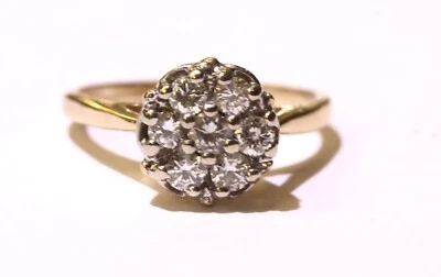 14k yellow gold Natural Diamond shower head cluster ring .50ct I2 H 2.5g Size 5 - Image 1 of 4