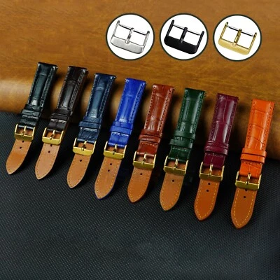 Correa de reloj de cuero genuino hebilla dorada correa de reloj de cocodrilo real liberación rápida Foto 1 de 4