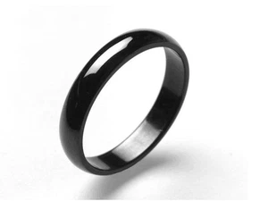 4MM-10MM Black Stainless Steel Comfort Fit Wedding Band Ring Size 4-15 HS17 - Picture 1 of 1