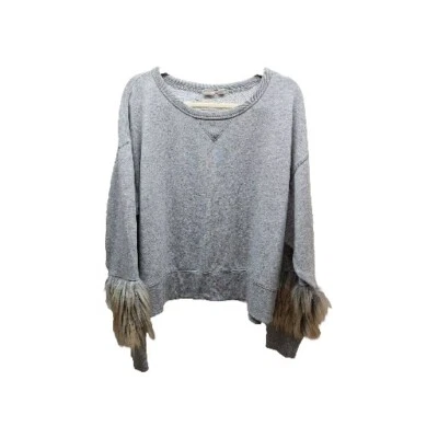 Sudadera con mangas de piel sintética gris XL Gap para mujer Foto 1 de 4