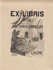ex-libris de josé maria cordeiro signé josé alfredo et daté 1944